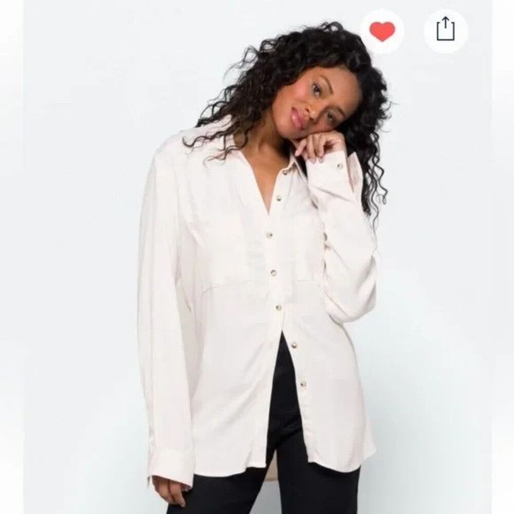 Sanctuary Flannel Holi Boyfriend Shirt Cream, M, NWT Minimalist Basic Classic